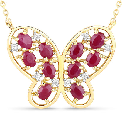 2.36 Carat Genuine Ruby and White Zircon .925 Sterling Silver Necklace by Bids.com