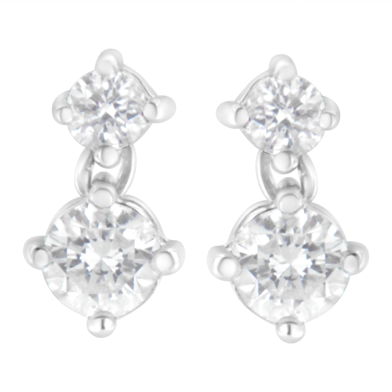14K White Gold 1 cttw Double Diamond Stud Earrings (H-I Clarity, SI2-I1 Color) by Bids.com