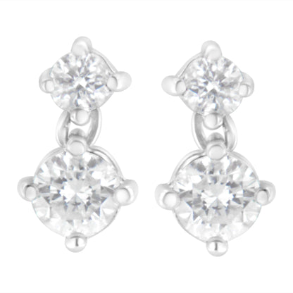 14K White Gold 1 cttw Double Diamond Stud Earrings (H-I Clarity, SI2-I1 Color) by Bids.com