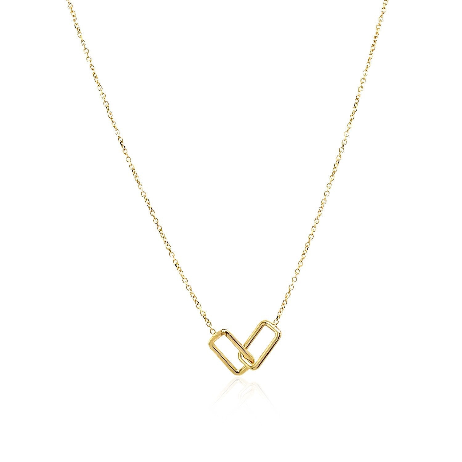 14k Yellow Gold Necklace with Interlocking Petite Rectangles by Bids.com