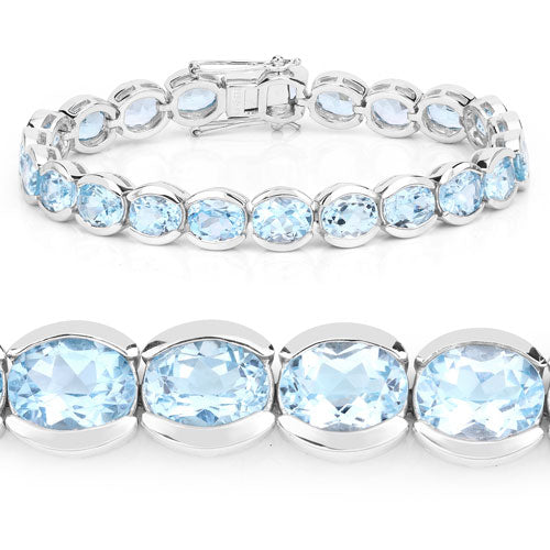 44.00 Carat Genuine Blue Topaz .925 Sterling Silver Bracelet by Bids.com