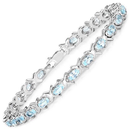 5.75 Carat Genuine Blue Topaz .925 Sterling Silver Bracelet  DestGlow