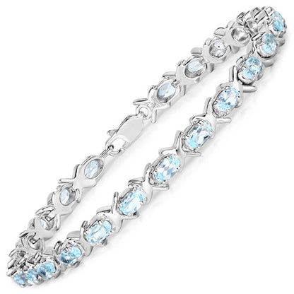 5.75 Carat Genuine Blue Topaz .925 Sterling Silver Bracelet  DestGlow