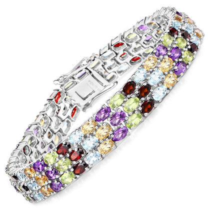 23.74 Carat Genuine Multi Stones .925 Sterling Silver Bracelet  DestGlow