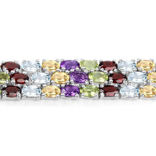 23.74 Carat Genuine Multi Stones .925 Sterling Silver Bracelet  DestGlow
