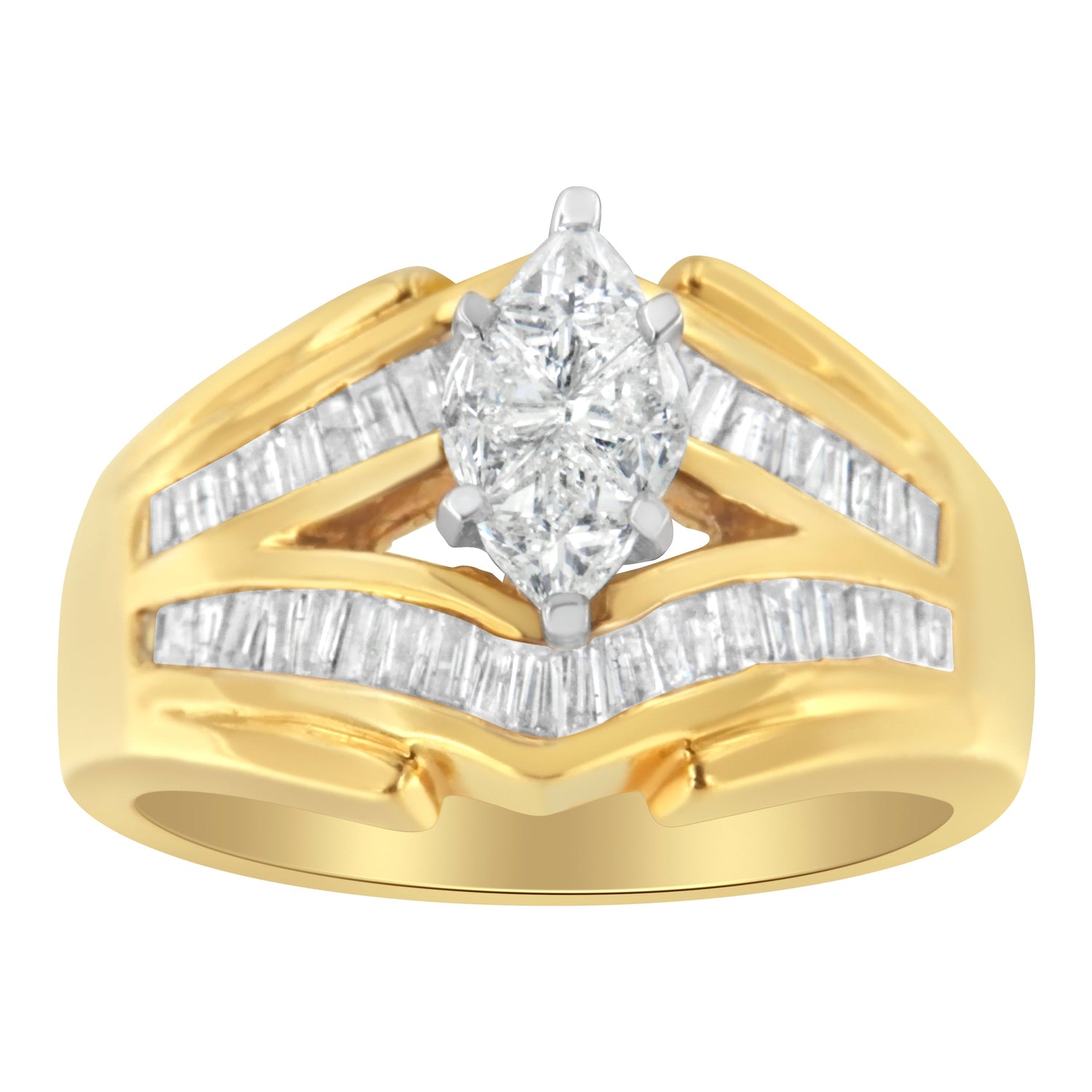 14KT Two-Toned Gold Diamond Cocktail Ring (1 cttw, H-I Color, SI1-SI2 Clarity) by Bids.com