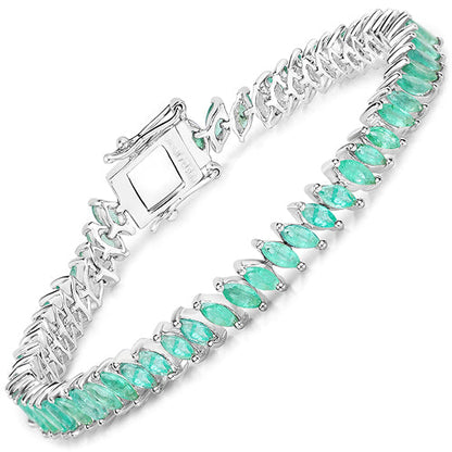 6.82 Carat Genuine Zambian Emerald .925 Sterling Silver Bracelet  DestGlow