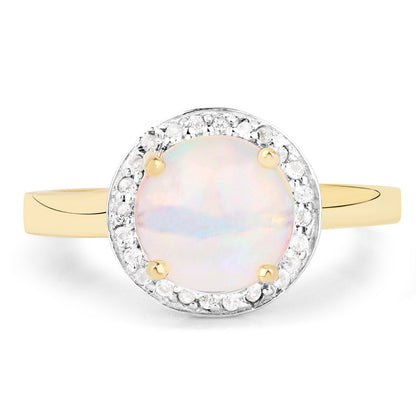 0.95 Carat Genuine Ethiopian Opal and White Topaz .925 Sterling Silver Ring by Bids.com