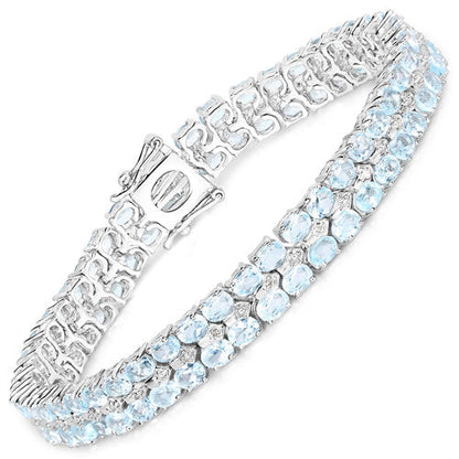 17.22 Carat Genuine Blue Topaz and White Diamond .925 Sterling Silver Bracelet by Bids.com