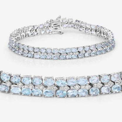 17.22 Carat Genuine Blue Topaz and White Diamond .925 Sterling Silver Bracelet by Bids.com