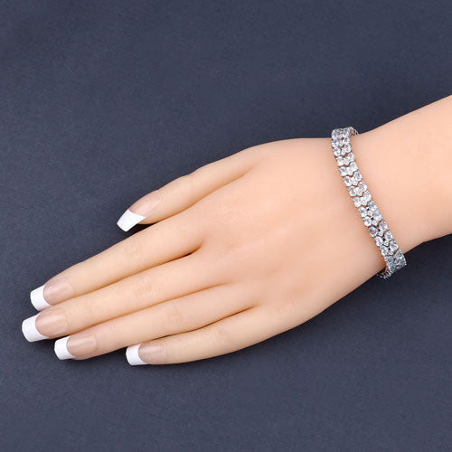 17.22 Carat Genuine Blue Topaz and White Diamond .925 Sterling Silver Bracelet by Bids.com