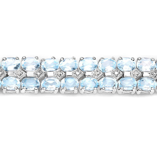 17.22 Carat Genuine Blue Topaz and White Diamond .925 Sterling Silver Bracelet by Bids.com