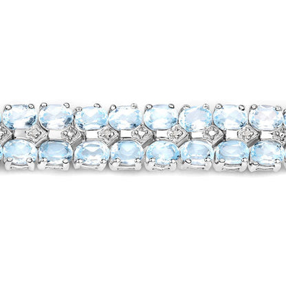 17.22 Carat Genuine Blue Topaz and White Diamond .925 Sterling Silver Bracelet by Bids.com