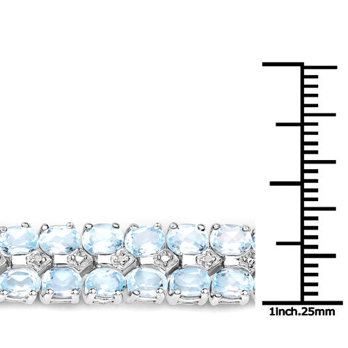 17.22 Carat Genuine Blue Topaz and White Diamond .925 Sterling Silver Bracelet by Bids.com
