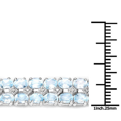 17.22 Carat Genuine Blue Topaz and White Diamond .925 Sterling Silver Bracelet by Bids.com