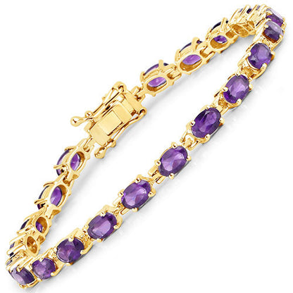 7.98 Carat Genuine Amethyst .925 Sterling Silver Bracelet  DestGlow