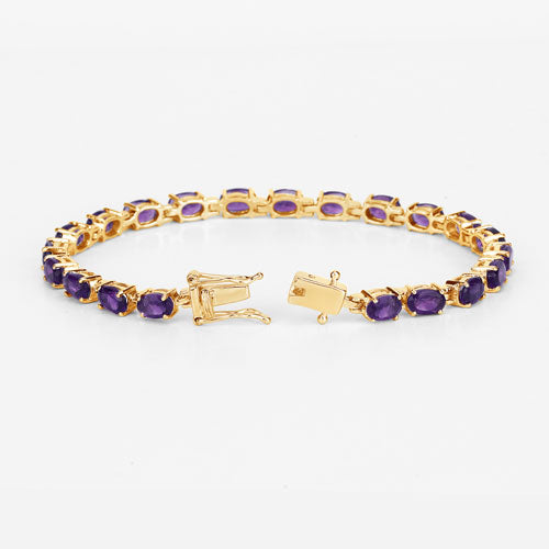 7.98 Carat Genuine Amethyst .925 Sterling Silver Bracelet  DestGlow