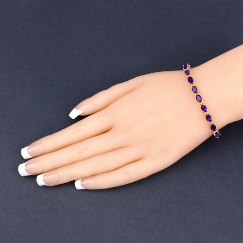 7.98 Carat Genuine Amethyst .925 Sterling Silver Bracelet  DestGlow