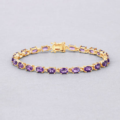 7.98 Carat Genuine Amethyst .925 Sterling Silver Bracelet  DestGlow