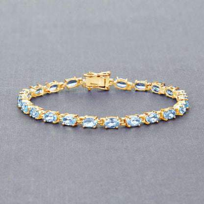11.22 Carat Genuine Blue Topaz .925 Sterling Silver Bracelet  DestGlow