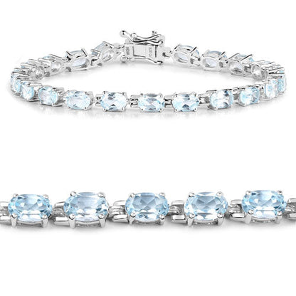 10.71 Carat Genuine Blue Topaz .925 Sterling Silver Bracelet  DestGlow