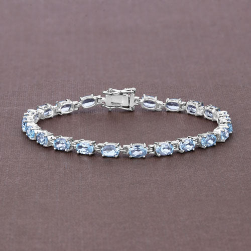 10.71 Carat Genuine Blue Topaz .925 Sterling Silver Bracelet  DestGlow