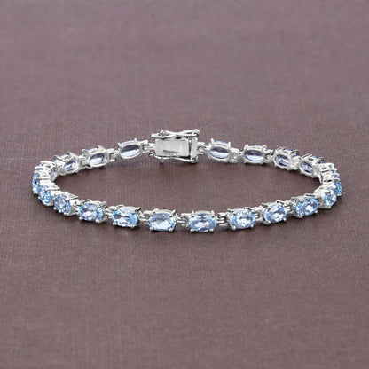10.71 Carat Genuine Blue Topaz .925 Sterling Silver Bracelet  DestGlow