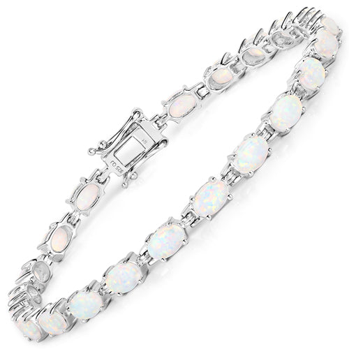 3.50 Carat Genuine Created Opal .925 Sterling Silver Bracelet by Bids.com