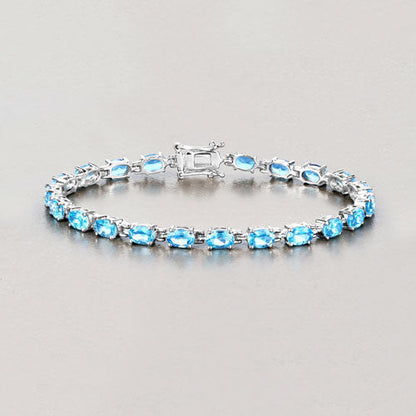 10.71 Carat Genuine Swiss Blue Topaz .925 Sterling Silver Bracelet