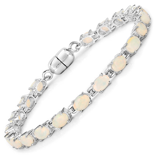 4.80 Carat Genuine Ethiopian Opal .925 Sterling Silver Bracelet  DestGlow