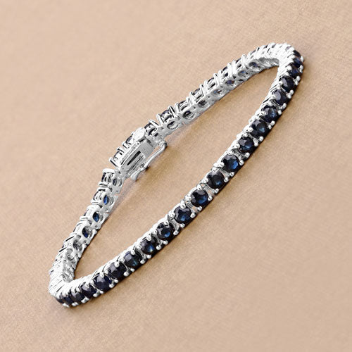 8.36 Carat Genuine Blue Sapphire .925 Sterling Silver Bracelet by Bids.com