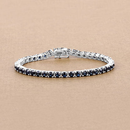 8.36 Carat Genuine Blue Sapphire .925 Sterling Silver Bracelet by Bids.com