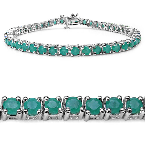 7.48 Carat Genuine Emerald .925 Sterling Silver Bracelet by Bids.com