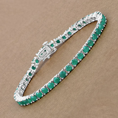 7.48 Carat Genuine Emerald .925 Sterling Silver Bracelet by Bids.com