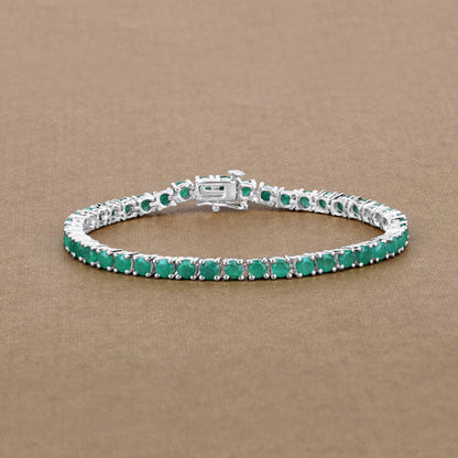 7.48 Carat Genuine Emerald .925 Sterling Silver Bracelet by Bids.com