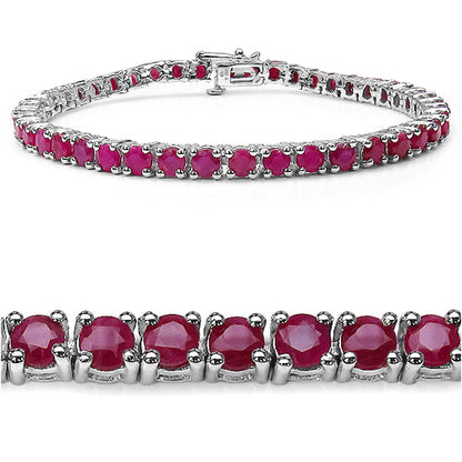 8.80 Carat Genuine Ruby .925 Sterling Silver Bracelet  DestGlow