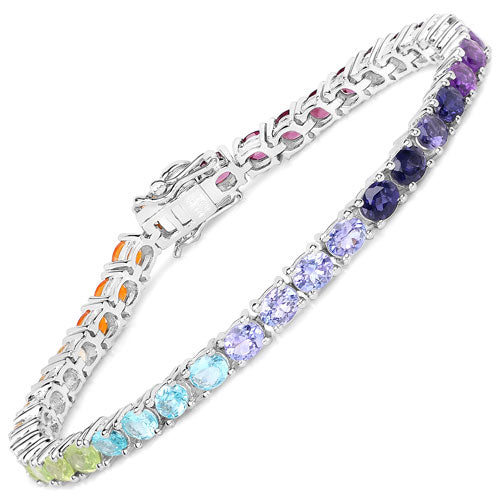 12.04 Carat Genuine Multi Stone .925 Sterling Silver Bracelet by Bids.com