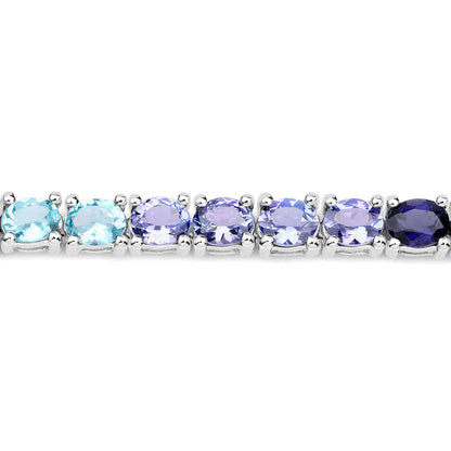 12.04 Carat Genuine Multi Stone .925 Sterling Silver Bracelet 