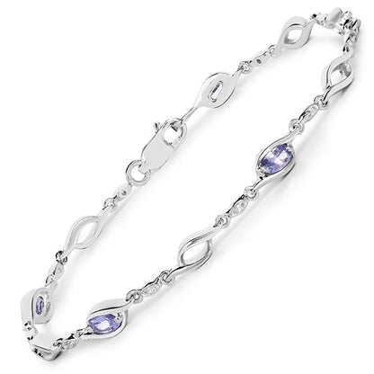 1.30 Carat Genuine Tanzanite and White Topaz .925 Sterling Silver Bracelet  DestGlow