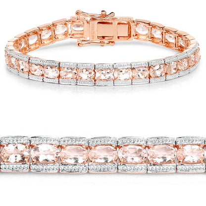 18K Rose Gold Plated 11.60 Carat Genuine Morganite .925 Sterling Silver Bracelet by Bids.com