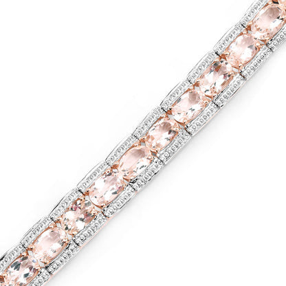 18K Rose Gold Plated 11.60 Carat Genuine Morganite .925 Sterling Silver Bracelet by Bids.com