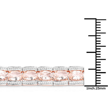 18K Rose Gold Plated 11.60 Carat Genuine Morganite .925 Sterling Silver Bracelet by Bids.com