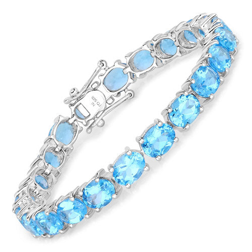 35.20 Carat Genuine Swiss Blue Topaz .925 Sterling Silver Bracelet by Bids.com