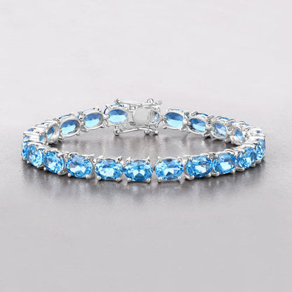 35.20 Carat Genuine Swiss Blue Topaz .925 Sterling Silver Bracelet by Bids.com