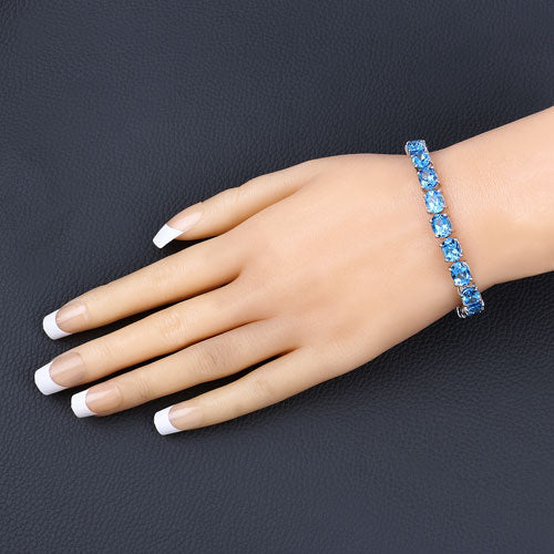 35.20 Carat Genuine Swiss Blue Topaz .925 Sterling Silver Bracelet by Bids.com