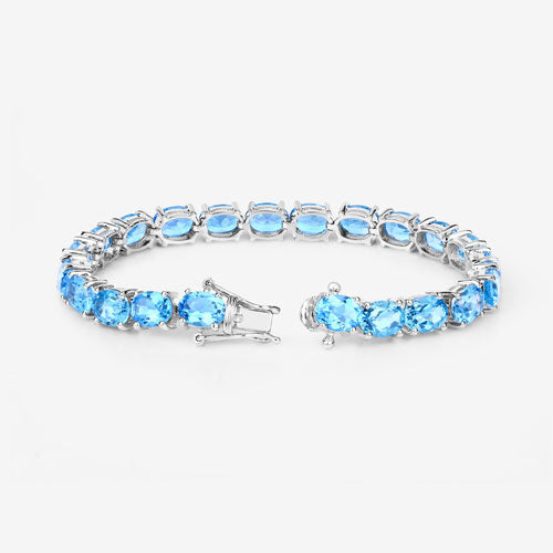 35.20 Carat Genuine Swiss Blue Topaz .925 Sterling Silver Bracelet by Bids.com