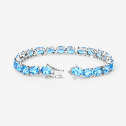 35.20 Carat Genuine Swiss Blue Topaz .925 Sterling Silver Bracelet by Bids.com