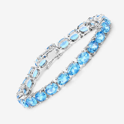 35.20 Carat Genuine Swiss Blue Topaz .925 Sterling Silver Bracelet by Bids.com
