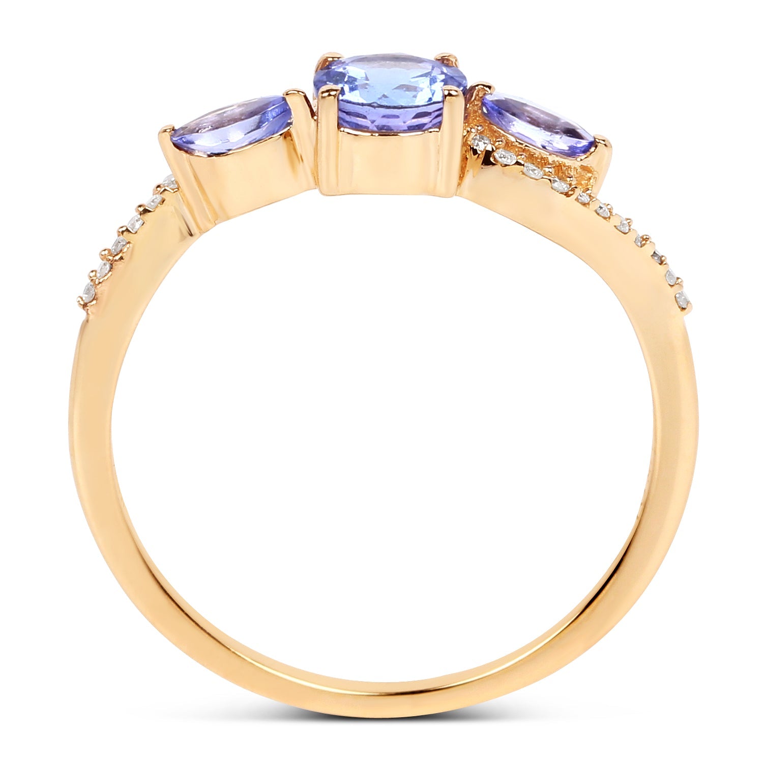 0.70 Carat Genuine Tanzanite and White Diamond 14K Yellow Gold Ring by Bids.com