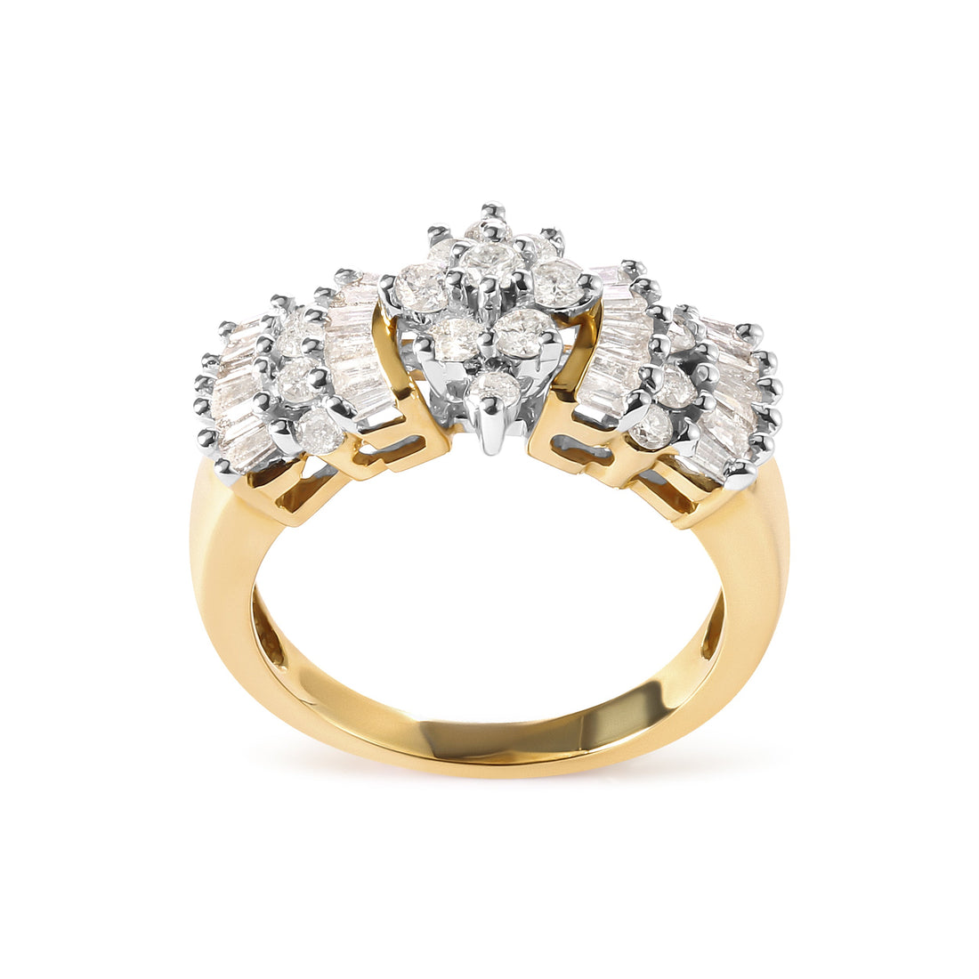 10K Yellow Gold 1.00 Cttw Diamond Starburst Ring Band (H-I Color, I1-I2 Clarity) - Ring Size 7 by Bids.com